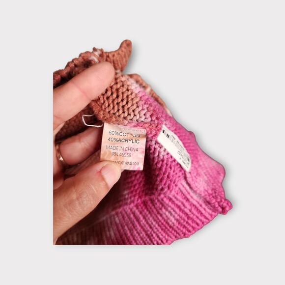 NSF Womens Rainbow Tie Dye Oversized Cardigan M Statement Knit Layering - Picture 6 of 9